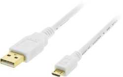 Deltaco MicroUSB-kabel, 2m, vit