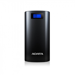 ADATA Powerbank 20.000mAh, med LCD-skärm/ficklampa, 2xUSB