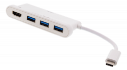 Deltaco USB-C hubb, 1x HDMI 4K at 60Hz, 3x USB-A 3.1, vit