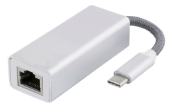 Deltaco PRIME USB-C nätverksadapter, Gigabit, RJ45, silver