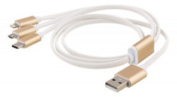 EPZI Multiladdare, USB-C, Lightning, Micro USB, USB-A, 1m, vit