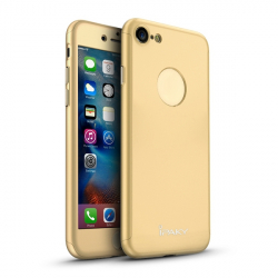 iPaky helomslutande skal med härdat glas till iPhone 7, guld