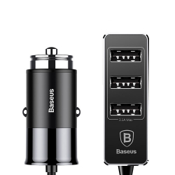 BASEUS smart billaddare 3xUSB-portar + USB-C, 1.5m, USB-hub