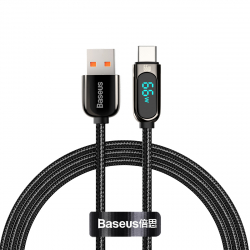 Baseus Display USB-C till USB-C kabel, 6A, 1m, svart