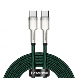 Baseus Cafule USB-C till USB-C datakabel, 100W, 5A, 2m, grön