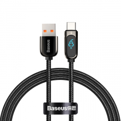 Baseus Display USB till USB-C kabel, snabbladdning, 5A,1m, svart
