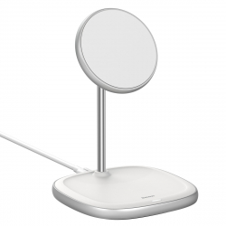 Baseus Swan Mobilställ med trådlös laddare, iPhone 12, 15W, vit