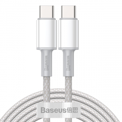 Baseus USB-C till USB-C kabel, snabbladdning, 5A, 2m, vit