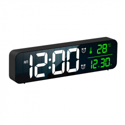 Digital väckarklocka med LED-display, svart