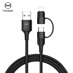 McDodo CA-6800 USB-C+Lightning 2-i-1-kabel, QC 4.0, 1.2m, svart