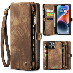 CaseMe 008 Series läderfodral, iPhone 14 Plus, brun