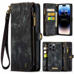 CaseMe 008 Series läderfodral, iPhone 14 Pro Max, svart