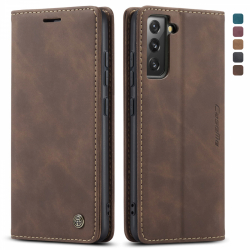 CaseMe 013 Series läderfodral till Samsung S22+, mörkbrun