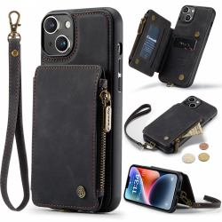 CaseMe C20 Series läderfodral till iPhone 14 Plus, svart