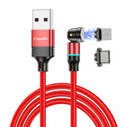 CaseMe Magnetisk kabel med Lightning+USB-C, 2.4A, 1m, röd