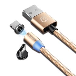 CaseMe Magnetisk kabel med Lightning+USB-C, 2.4A, 1m, guld