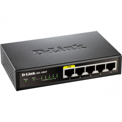 D-Link Ethernet PoE skrivbordsswitch med 5 uttag, 60W