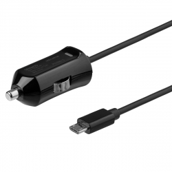 Deltaco billaddare med MicroUSB-kabel, 12W, 2.4 A, 1m