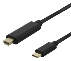 Deltaco USB-C till MiniDP kabel, 3840x2160, 60Hz, 0.5m, svart