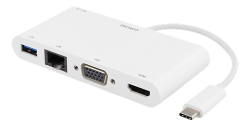 Deltaco USB-C Dockningsstation, USB-A/HDMI/LAN/VGA