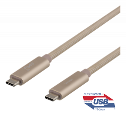 Deltaco USB-C SuperSpeed-kabel, USB 3.1, Gen 2, 0.5m, guld