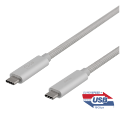 Deltaco USB-C SuperSpeed-kabel, 0.5m, USB3.1 Gen 2, silver