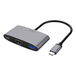 Deltaco USB-C till HDMI/USB-A adapter, 4K 60Hz, PD 3.0, 100W