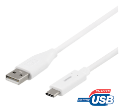 Deltaco USB-C till USB-A kabel, 0.5m, USB2.0, vit