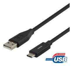 Deltaco USB-C till USB-A kabel, 1.5m, USB2.0, svart