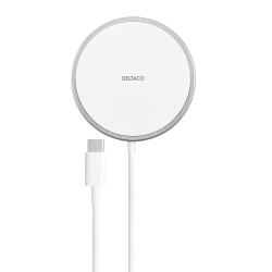 Deltaco magnetisk trådlös laddare till iPhone 12/13, 15W, vit