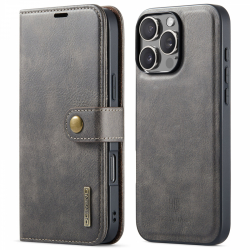 DG.MING Läderfodral med magnetskal, iPhone 16 Pro, coffee