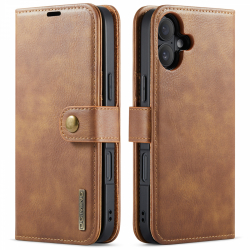 DG.MING Läderfodral med magnetskal, iPhone 16, brun