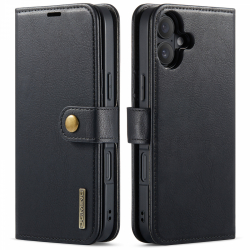 DG.MING Läderfodral med magnetskal, iPhone 16, svart