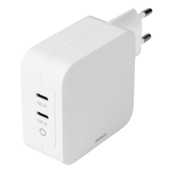 Deltaco 2xUSB-C väggladdare, GaN-teknologi, PD, 100W, vit