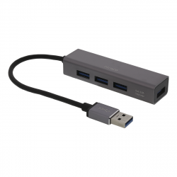 Deltaco, 4 Port hub, USB 3.1, rymdgrå