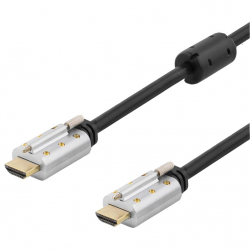 Deltaco Låsbar HDMI-kabel, UltraHD, v2.0, 4K, 60Hz, 2m