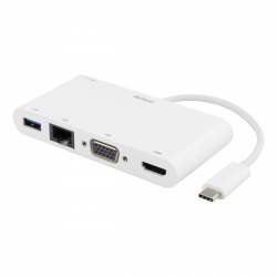 Deltaco USB-C Dockningsstation, USB-A/HDMI/LAN/VGA