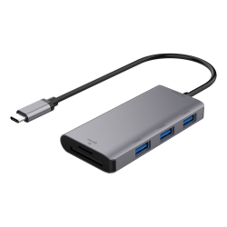 Deltaco USB-C hubb med SD/MicroSD-kortläsare, 3xUSB