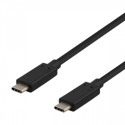 Deltaco USB-C-kabel, 10 Gbps, 60W, 0.25m, svart