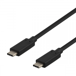 Deltaco USB-C-kabel, 10 Gbps, 60W, 0,5m, svart