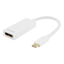 Deltaco USB-C till DisplayPort-adapter, 4K, UltraHD, vit