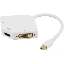 Deltaco mini DisplayPort till HDMI, VGA och DVI-D adapter, vit