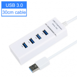 High Speed USB 3.0-hubb med 4 uttag, 5Gbps, vit