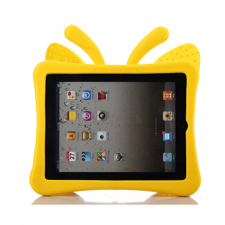 Fjärilsformat barnfodral till iPad 2/3/4, gul