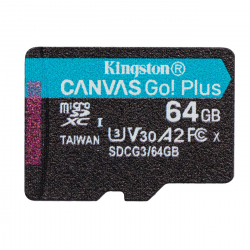 Kingston microSDXC, Canvas Go Plus, 64GB, svart