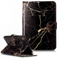 Läckert marmorerat läderfodral till iPad Mini 2/3/4/5, svart