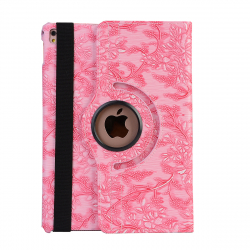 Läderfodral blommor rosa, iPad 2/3/4