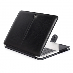 Läderfodral för MacBook Pro A1398, A2141, A2485, svart