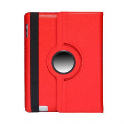 Läderfodral med roterbart ställ till iPad 2/3/4, röd