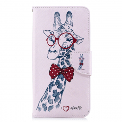 Läderfodral med ställ/kortplats, giraff, iPhone 11 Pro Max